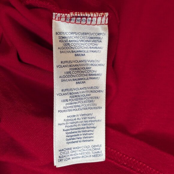 Chaps, Ruffled Neckline Sleeveless Top, Red, Sz XL - Picture 5 of 7